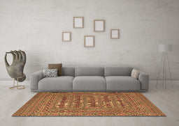 Machine Washable Southwestern Brown Country Rug in a Living Room,, wshtr2773brn