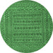 Round Southwestern Emerald Green Country Rug, tr2773emgrn