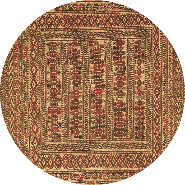Round Machine Washable Southwestern Brown Country Rug, wshtr2773brn