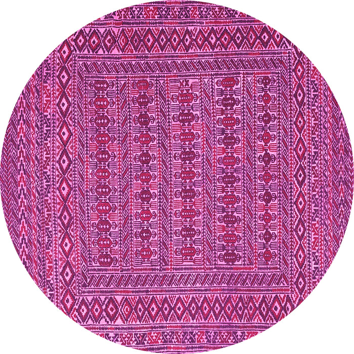 Round Machine Washable Southwestern Pink Country Rug, wshtr2773pnk