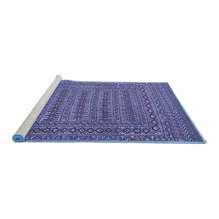 Sideview of Machine Washable Southwestern Blue Country Rug, wshtr2773blu