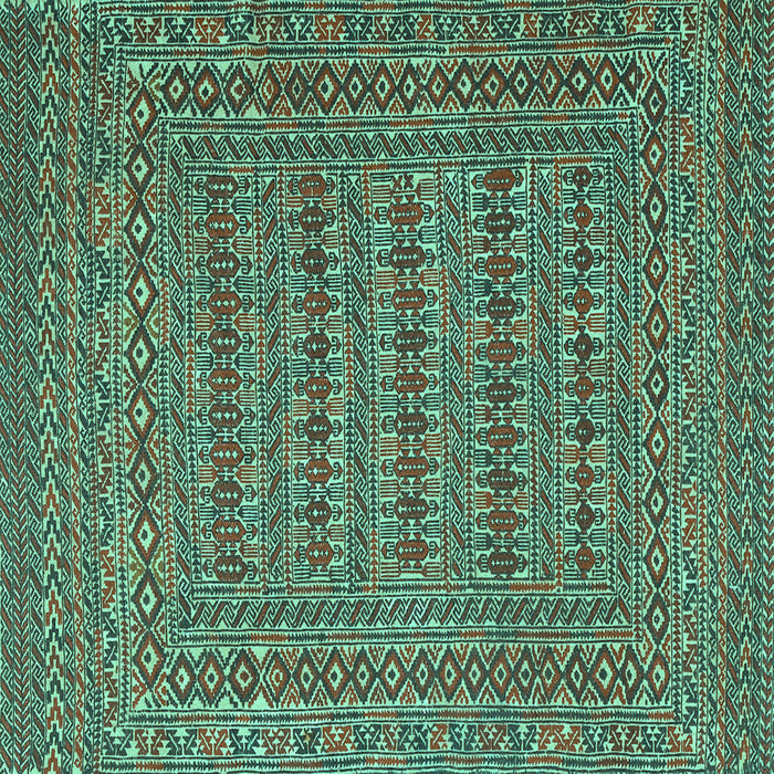 Square Machine Washable Southwestern Turquoise Country Area Rugs, wshtr2773turq