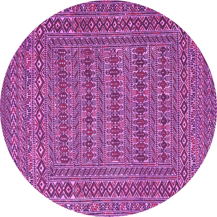 Round Machine Washable Southwestern Purple Country Area Rugs, wshtr2773pur