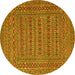 Round Southwestern Yellow Country Rug, tr2773yw