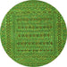 Machine Washable Southwestern Green Country Area Rugs, wshtr2773grn