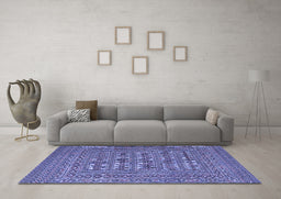 Machine Washable Southwestern Blue Country Rug in a Living Room, wshtr2773blu