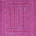 Square Machine Washable Southwestern Pink Country Rug, wshtr2773pnk