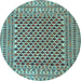 Round Southwestern Light Blue Country Rug, tr2774lblu