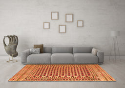 Machine Washable Southwestern Orange Country Area Rugs in a Living Room, wshtr2774org