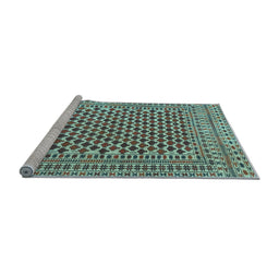 Sideview of Machine Washable Southwestern Light Blue Country Rug, wshtr2774lblu