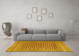 Machine Washable Southwestern Yellow Country Rug in a Living Room, wshtr2774yw