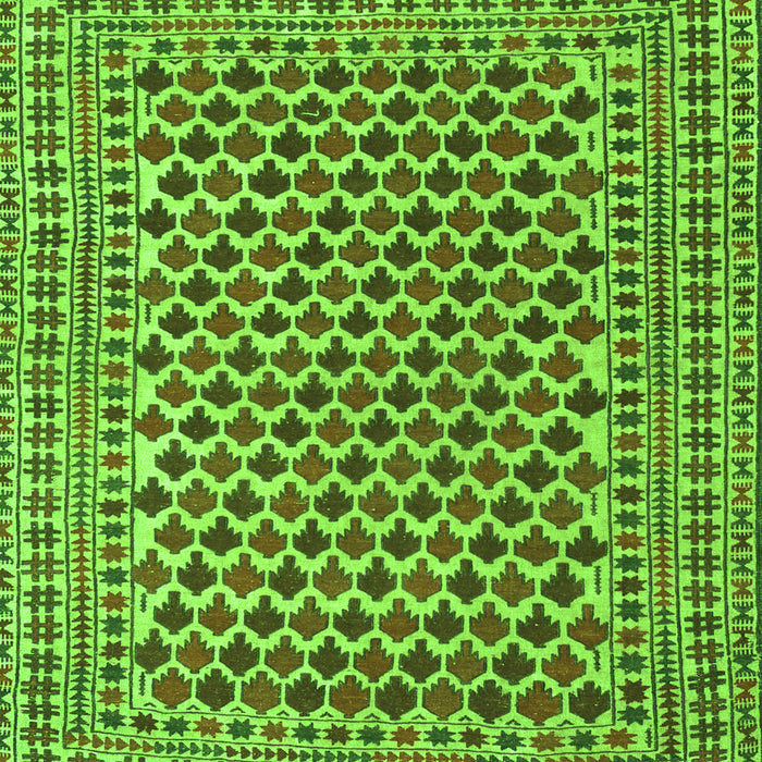 Serging Thickness of Machine Washable Southwestern Green Country Area Rugs, wshtr2774grn