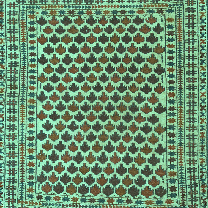 Machine Washable Southwestern Turquoise Country Area Rugs, wshtr2774turq