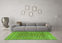 Machine Washable Southwestern Green Country Area Rugs in a Living Room,, wshtr2774grn