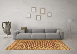 Machine Washable Southwestern Brown Country Rug in a Living Room,, wshtr2774brn
