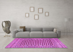 Machine Washable Southwestern Purple Country Area Rugs in a Living Room, wshtr2774pur