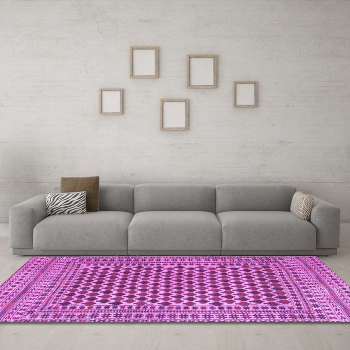Machine Washable Southwestern Purple Country Area Rugs in a Living Room, wshtr2774pur