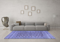Machine Washable Southwestern Blue Country Rug in a Living Room, wshtr2774blu