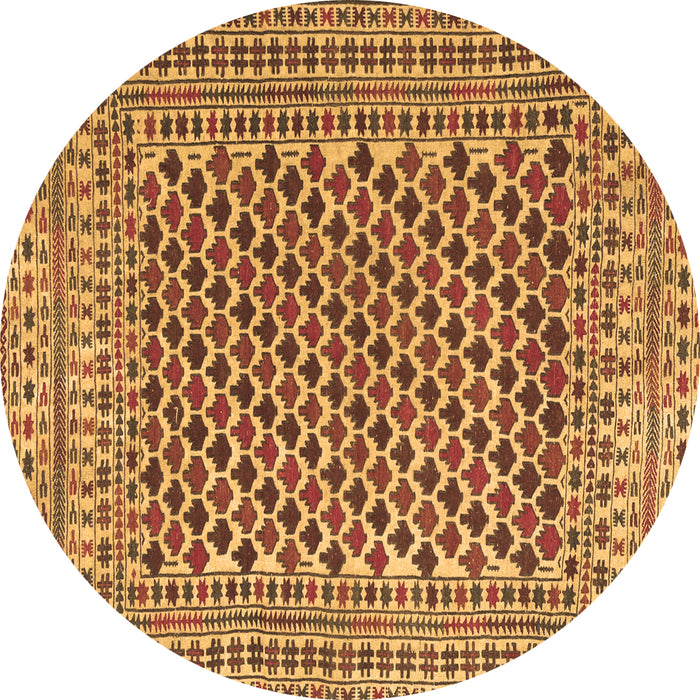 Round Southwestern Brown Country Rug, tr2774brn