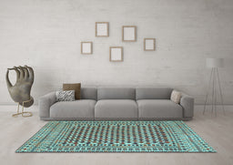 Machine Washable Southwestern Light Blue Country Rug in a Living Room, wshtr2774lblu