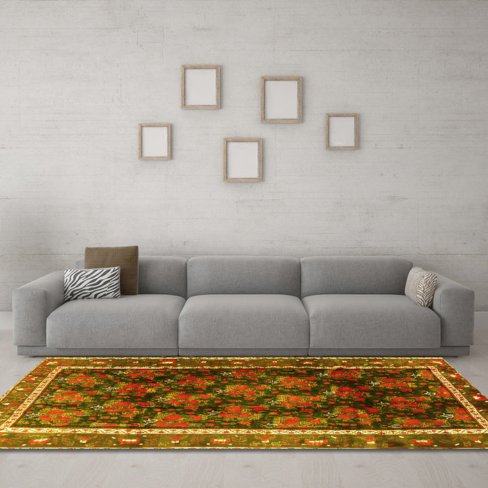 Machine Washable Persian Yellow Traditional Rug in a Living Room, wshtr2775yw