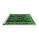 Sideview of Machine Washable Persian Emerald Green Traditional Area Rugs, wshtr2775emgrn