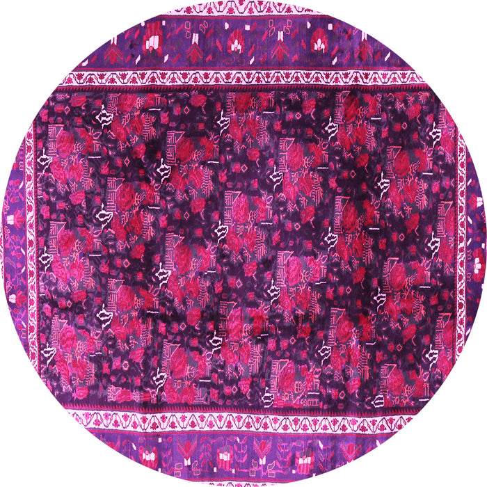 Round Machine Washable Persian Pink Traditional Rug, wshtr2775pnk