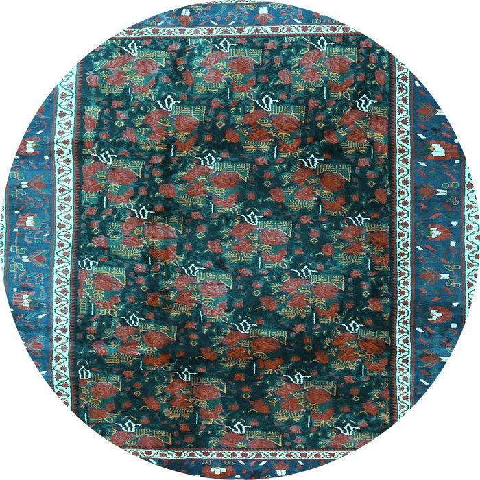 Round Machine Washable Persian Light Blue Traditional Rug, wshtr2775lblu