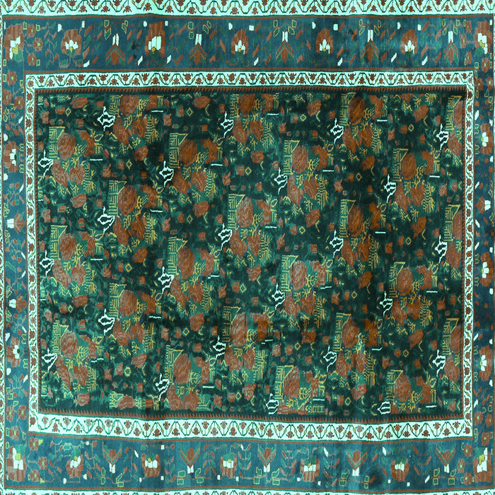 Square Machine Washable Persian Turquoise Traditional Area Rugs, wshtr2775turq