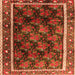 Round Machine Washable Persian Orange Traditional Area Rugs, wshtr2775org