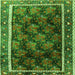 Round Machine Washable Persian Green Traditional Area Rugs, wshtr2775grn