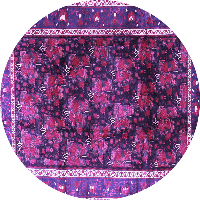 Round Machine Washable Persian Purple Traditional Area Rugs, wshtr2775pur