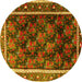 Round Persian Yellow Traditional Rug, tr2775yw