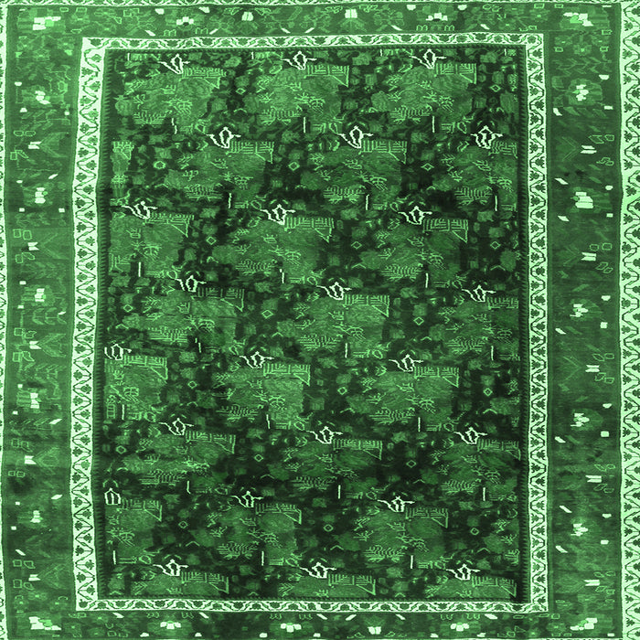 Square Machine Washable Persian Emerald Green Traditional Area Rugs, wshtr2775emgrn