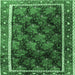 Square Machine Washable Persian Emerald Green Traditional Area Rugs, wshtr2775emgrn