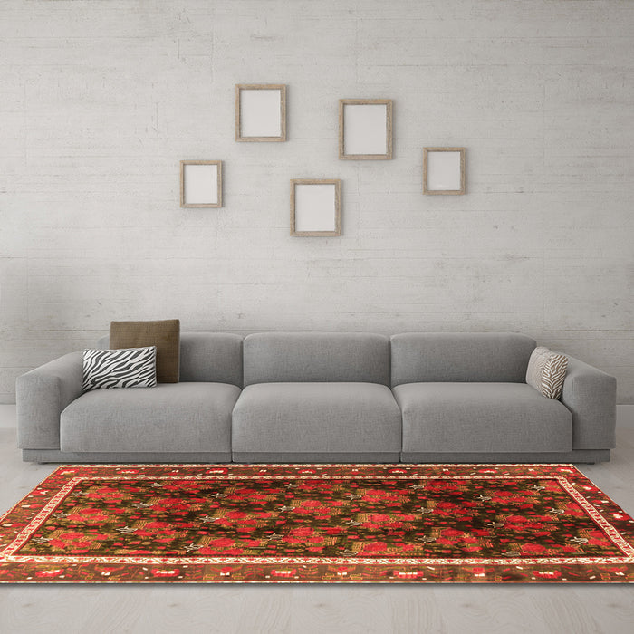 Machine Washable Persian Orange Traditional Area Rugs in a Living Room, wshtr2775org