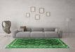 Machine Washable Persian Emerald Green Traditional Area Rugs in a Living Room,, wshtr2775emgrn