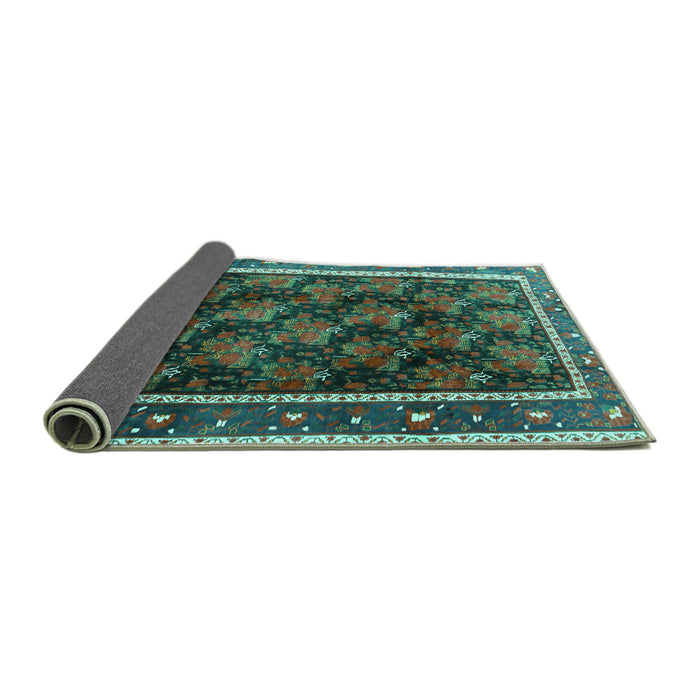 Sideview of Persian Turquoise Traditional Rug, tr2775turq