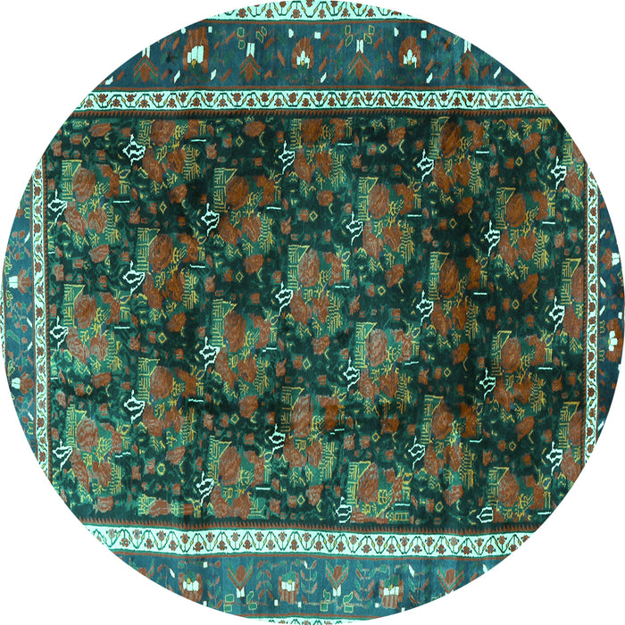 Round Persian Turquoise Traditional Rug, tr2775turq