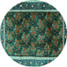Round Persian Turquoise Traditional Rug, tr2775turq