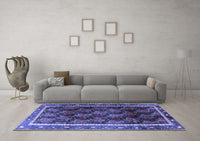 Machine Washable Persian Blue Traditional Rug, wshtr2775blu