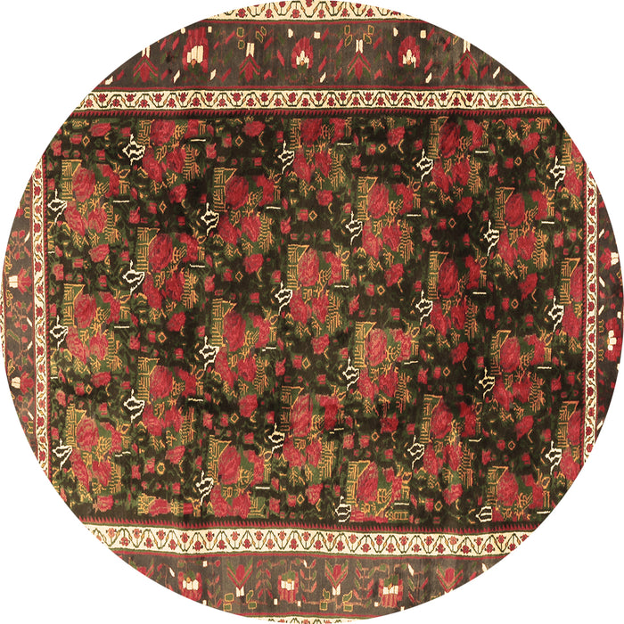 Round Machine Washable Persian Brown Traditional Rug, wshtr2775brn