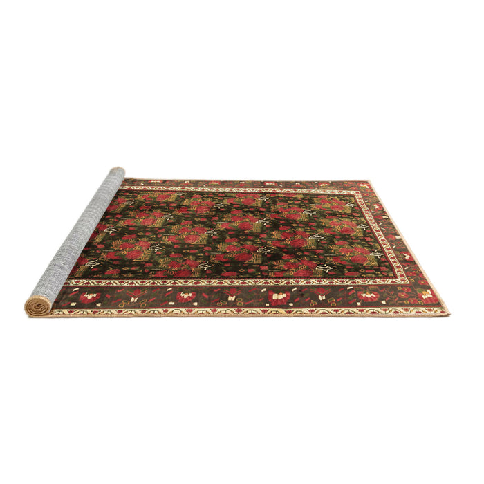 Sideview of Machine Washable Persian Brown Traditional Rug, wshtr2775brn