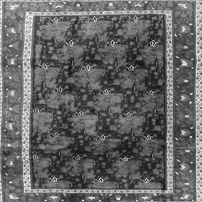 Round Machine Washable Persian Gray Traditional Rug, wshtr2775gry