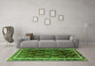 Machine Washable Persian Green Traditional Area Rugs in a Living Room,, wshtr2775grn