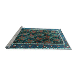 Sideview of Machine Washable Persian Light Blue Traditional Rug, wshtr2775lblu