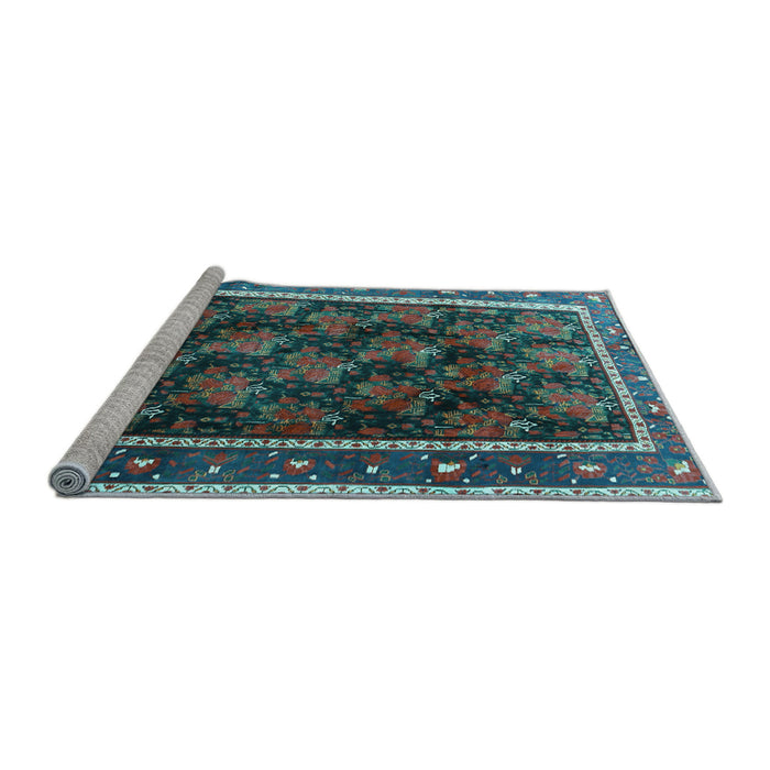 Sideview of Machine Washable Persian Light Blue Traditional Rug, wshtr2775lblu