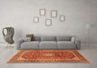 Machine Washable Medallion Orange Traditional Area Rugs in a Living Room, wshtr2776org