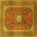 Square Medallion Yellow Traditional Rug, tr2776yw