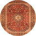 Machine Washable Medallion Orange Traditional Area Rugs, wshtr2776org